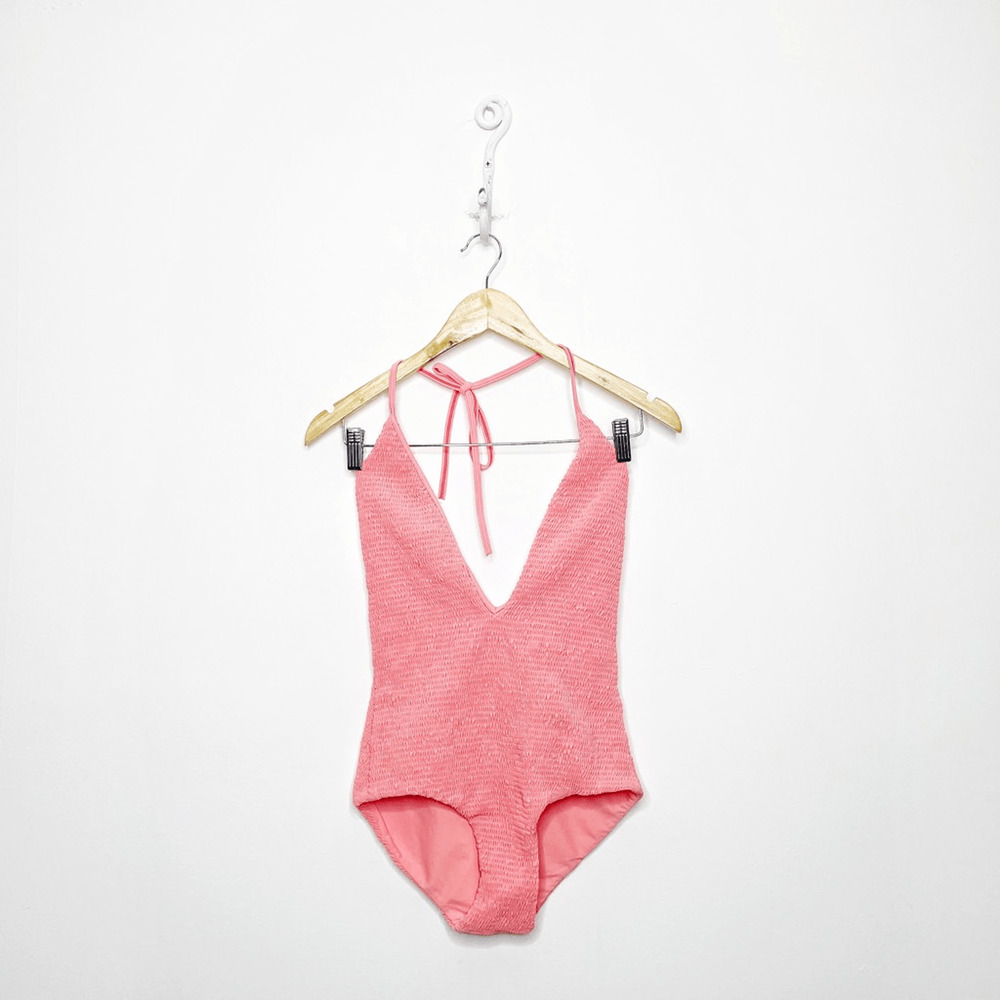 TORI PRAVER SWIMWEAR Sienna Shirred Swimsuit one piece pink WOMENS SMALL s